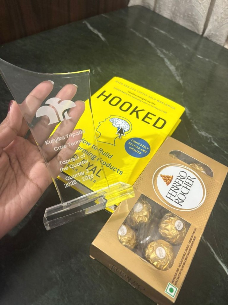 Tapasvi of the Quarter acrylic trophy